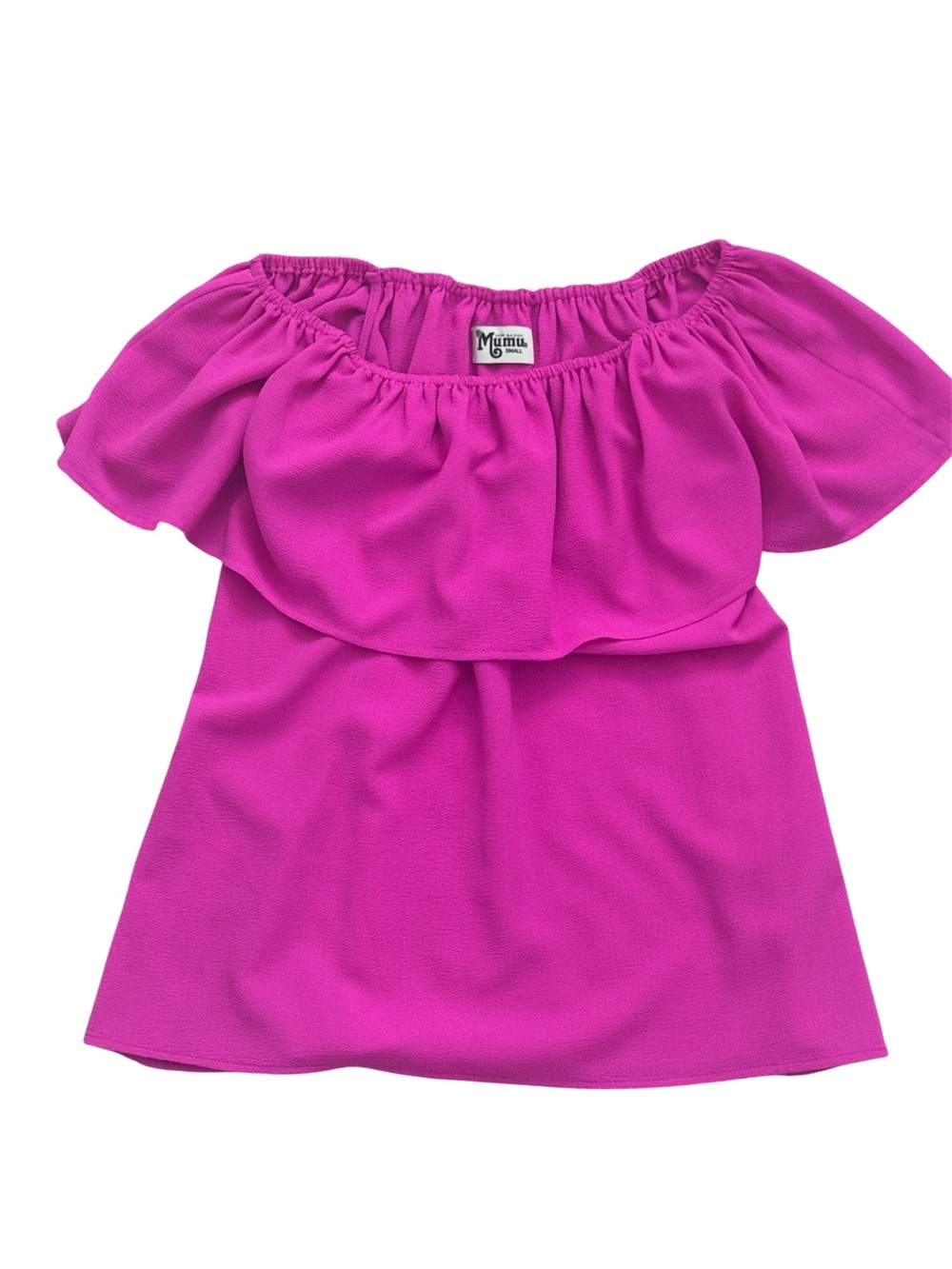 Mumu Off-Shoulder Ruffle Top in Bright Fuchsia
